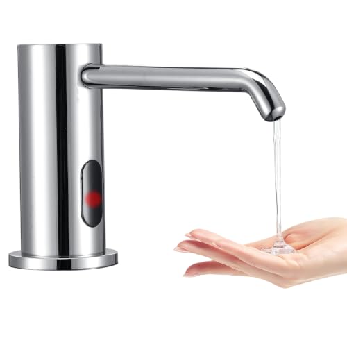 Touchless Automatic Soap Dispenser Sensor Built-in Sink Soap Dispenser | Electric Soap Pump Suitable For Home And Commercial Use Large Capacity 33.81oz Liquid Dispensing Accessory, Chrome - color: Liquid-chrome