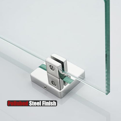 JQK Bathroom Glass Shelf Chrome, Tempered Glass Shower Storage 8 by 5 inches, 304 Stainless Steel Polished Chrome Wall Mount, TGS201L8-CH - color: Polished Chrome, size: 8 Inch