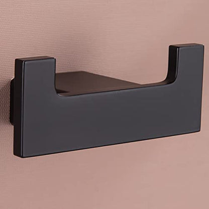 RANDOM Black Double Towel Hook SUS304 Stainless Steel Towel Hooks for Bathroom Wall Mounted Coat Hooks Heavy Duty Wall Hook Square Hand Towel Holder Matte Black Robe Hook.96009-8MB-2 - color: Double Hooks-Matte Black
