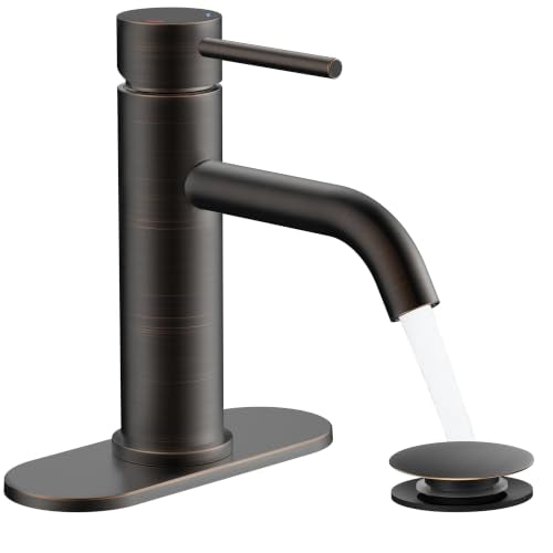 FORIOUS Bathroom Faucet 1 Hole, Single Handle Vainty Sink Faucets Bronze | for 1 or 3 Hole 4 Inch Centerset Sink, with Pop-up Drain, NSF61 Certificate, for Rv Commercial Lavatory Restroom Basin - color: Oil Rubbed Bronze