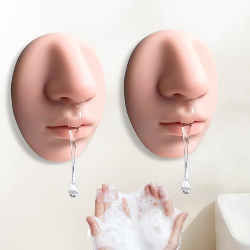 Plman 2PCS Nose Soap Dispenser, Silicone Material, Wall-Mounted | Soap Dispenser for Cute Bathroom & Kitchen Decorations, for Fun Holiday Party Gift - color: Flesh-colored