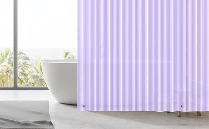EHZNZIE Purple Shower Curtain Liner 72x72, PEVA Waterproof Bath Curtain, No Chemical Smell, 3 Weighted Magnets, Durable with Rustproof Metal Grommets - color: Clear Purple, size: 72"W x 72"L (Pack of 1)