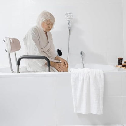 Vaunn Medical Deluxe Spa Shower Chair with Arms and Back, Bath Seat for Seniors, 450 lbs Max Weight, White with Light Gray Arms - style: Shower Chair with Arms