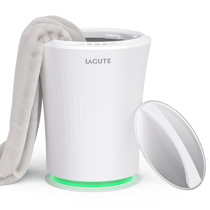 Lagute Towel Warmer for Bathroom, 3-Level Timer, Warning Alarm & RGB Light, Auto Shut-Off, 20L Heating Bucket for Bathrobe, Blanket, Ideal for Gifts, White - color: White