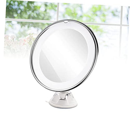 Baluue Magnifying Led Makeup Mirror with Suction Cup Portable Round Vanity Mirror for Home and Travel for Precision Cosmetic Application White - size: 20.00X20.00X19.80CM