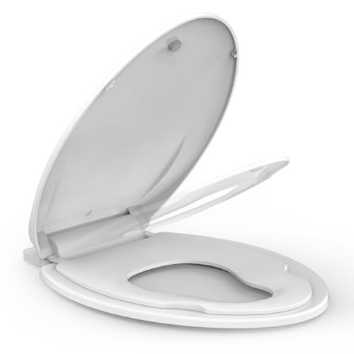 Toilet Seat, Elongated Toilet Seat with Toddler Seat Built in, Potty Training Toilet Seat Elongated Fits Both Adult and Child, with Soft Close, Never Loosen, Easy Install and clean - White - color: White, size: Elongated with Toddler Seat