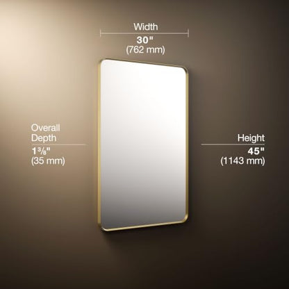 Kohler Essential 30 in. W x 45 in. H Rectangular Framed Wall Mount Bathroom Vanity Mirror in Moderne Brushed Gold - color: Modern Brushed Gold, size: 45"L x 30"W, style: Rectangle