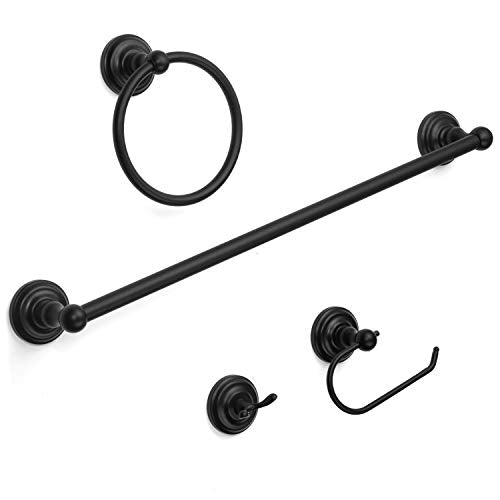 Royal Series 4 Piece Black Bathroom Hardware Set: MBA5500-4 - color: Black, style: 4 Piece Set