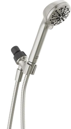DELTA FAUCET -faucet 4-Spray Handheld Shower Head, Brushed Nickel Shower Head with Hose, Showerheads & Handheld Shower, Shower Head, Detachable Shower Head 1.75 GPM, Brushed Nickel 75413SN, Stainless - color: Stainless