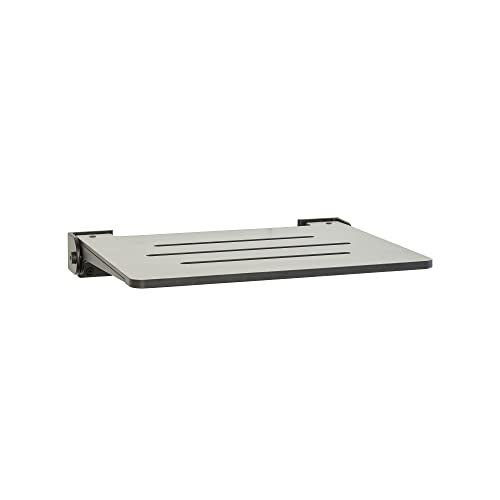 Seachrome 18 inch Silhouette Slimline Folding Wall Mount Shower Bench Seat, Gray Weathered Ash Seat with Matte Black Frame - color: Weathered Ash With Matte Black Frame