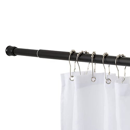 Tension Curtain Rod | Spring Loaded | Adjustable Expandable 42”-76” | Bathroom Shower Rod | Closet Pole | Room Divider | No Rust | No Drilling | Matte Black - color: Matte Black
