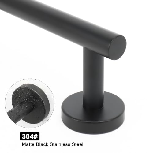 NearMoon Bath Towel Bar, Thicken Stainless Steel Shower Towel Rack Holder Wall Mounted for Bathroom, 10-lnch Overall Length-7-lnch Usable Hanging Space (1 Pack, Matte Black) - color: Matte Black, size: 10 Inch