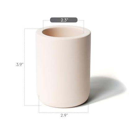 Diatomite Drying Stone Toothbrush Holder, Modern Ceramic-Look Countertop Cup with Drainage for Bathroom, Quick Drying Electric Toothbrush & Toothpaste Organizer, Stoneware Finish - color: Beige