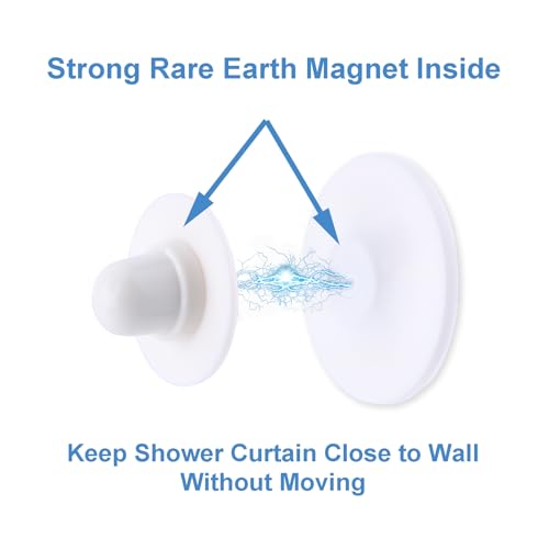 Magnetic Shower Curtain Clips, Nail-Free Sealant Glue Splash Guard Clips, Keep Curtain Liner Closed to Wall, Stop Liner from Billowing, Prevent Water Off Floor, White, Pack of 8