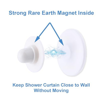Magnetic Shower Curtain Clips, Nail-Free Sealant Glue Splash Guard Clips, Keep Curtain Liner Closed to Wall, Stop Liner from Billowing, Prevent Water Off Floor, White, Pack of 8