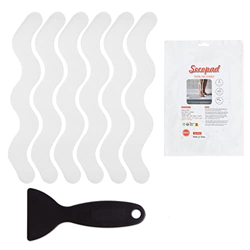 Secopad Patented 36 PCS Anti Slip Shower Stickers, Safety Bathtub Strips Adhesive Decals with Premium Scraper for Bath Tub Shower Stairs - color: Clear