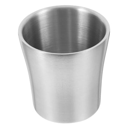 Holibanna Stainless Steel Water Cup Slim Waist Design for Travel and Bathroom Use Versatile Mouth Rinse and Toothbrush Holder Lightweight Metal Tumbler with Ergonomic Grip