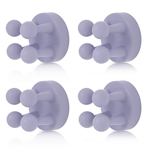 4 pcs Silicone Toothbrush Holder Multi-Function Hook Waterproof self Adhesive Single Toothbrush Hook Plug Holder for Wall for Hanging Bathroom Kitchen Living Room Office - color: Purple