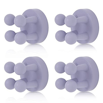4 pcs Silicone Toothbrush Holder Multi-Function Hook Waterproof self Adhesive Single Toothbrush Hook Plug Holder for Wall for Hanging Bathroom Kitchen Living Room Office - color: Purple
