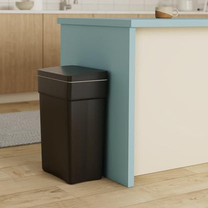 BestOffice 13 Gallon Trash Can Automatic Kitchen Trash Can Touch Free High-Capacity Garbage Can with Lid for Bedroom Bathroom Home Office 50 Liter (Black, 1) (1, Black) - color: Black