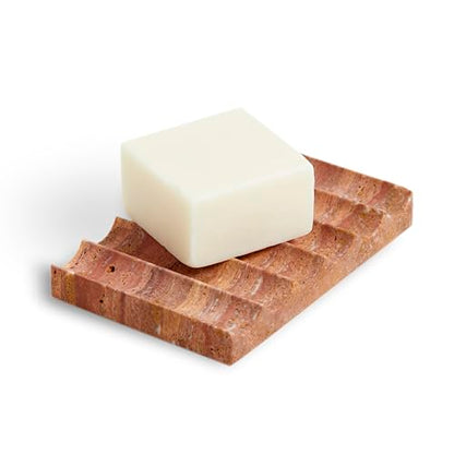 Luxurious Marble Soap Dish Jewelry Ring Tray - Rectangle Stone Soap Tray & Saver for Shower – Self Draining Soap Holder for Bathroom, Kitchen, Red Travertine - color: Red Travertine