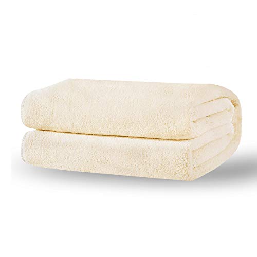 Xinrjojo Single Microfiber Bath Towel Bathroom Set Quick Dry Towels Super Soft Plush Highly Absorbent No Fading–Cream - color: Cream