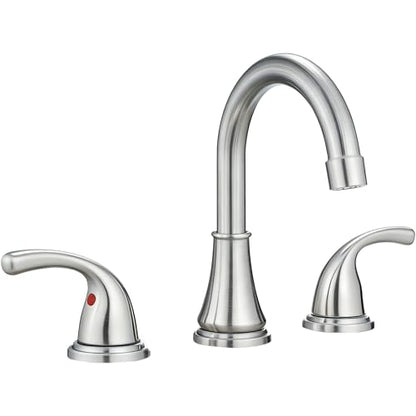 Bathroom Sink Faucet FRANSITON Centerset 8 Inch 2 Handle Bathroom Sink Faucet Lead-Free with Pop-up Drain Stopper and Supply Hoses (Brushed Nickel, 8 Inch) - color: Brushed Nickel