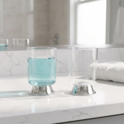 2pcs Stainless Steel Mouthwash Cups - Metal Water Cup Toothbrush Holder Reusable Drinkware Tumbler for Coffee Bathroom Office