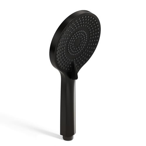 EVESTEIN Adjustable Hand Held Shower with Slide Bar, 3-Function Round Handshower Head with Hose, Matte Black - color: Matte Black