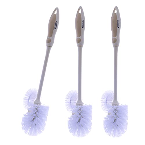 Toilet Bowl Brushes with Lip Beige, Multi Pack Toilet Brush Scrub Under Rim, Bathroom Cleaner Scrubber, Heavy Duty Bristles Scrub Brush (3) - size: 3 Pack