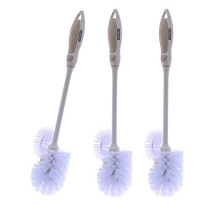 Toilet Bowl Brushes with Lip Beige, Multi Pack Toilet Brush Scrub Under Rim, Bathroom Cleaner Scrubber, Heavy Duty Bristles Scrub Brush (3) - size: 3 Pack