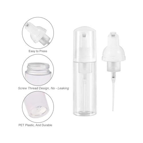 3pcs 2oz Small Size Mousse Plastic Travel Foam Pump Bottle Dispenser (60ml) | Clear+Green+Pink, Leakproof, Tsa approved, Travelers Daily Use, for Hand Soap, Shampoo, Lash Cleanser - color: Clear+green+pink