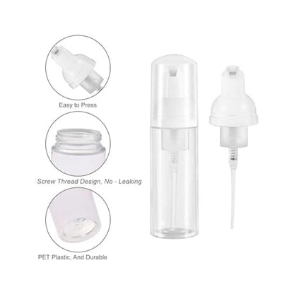 3pcs 2oz Small Size Mousse Plastic Travel Foam Pump Bottle Dispenser (60ml) | Clear+Green+Pink, Leakproof, Tsa approved, Travelers Daily Use, for Hand Soap, Shampoo, Lash Cleanser - color: Clear+green+pink