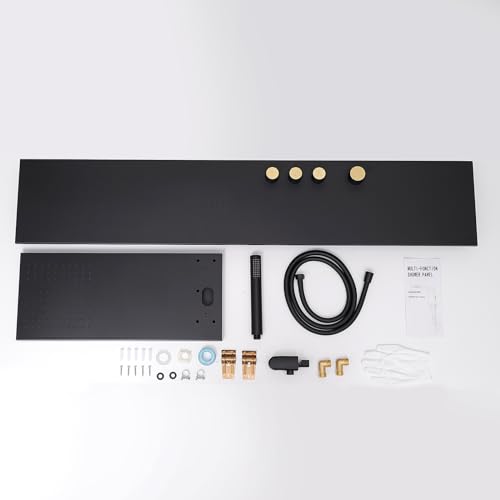 BWE 3 IN 1 Shower Panel Tower System Stainless Steel | Shower Panel Rainfall Shower Head with Handheld Shower and Massage Body Jets Wall Mount Shower System,Matte Black - color: Matte Black
