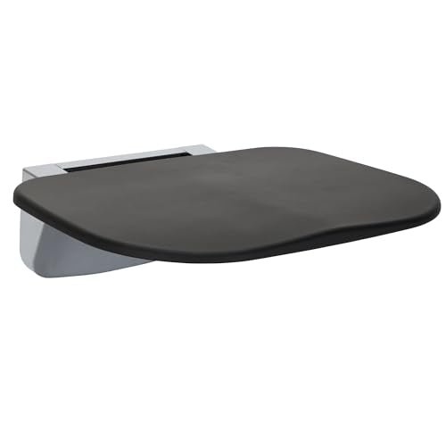 Foldable Shower Seat Wall Mounted – 400lb Shower Bench, Small Shower Spaces, 17" Secure Fold Down Design (Black)
