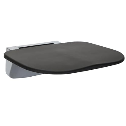 Foldable Shower Seat Wall Mounted – 400lb Shower Bench, Small Shower Spaces, 17" Secure Fold Down Design (Black)