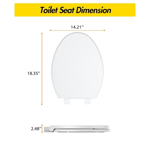 Toilet Seat Cover Elongated – Durable PP Toilet Seat with Slow Close Hinges, Easy Clean White Replacement for American Standard Toilets - color: White, size: Elongated Toilet Seat