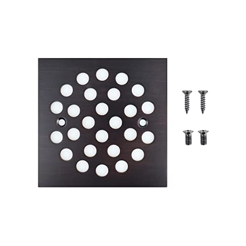 4-1/4 Inch Square Screw-in Shower Drain Cover Oil Rubbed Bronze | Square 4.25-inch design, Thickened 304 stainless steel,replaceable grate with matching screws for bathroom floor drain - color: Oil Rubbed Bronze