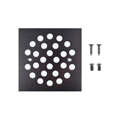 4-1/4 Inch Square Screw-in Shower Drain Cover Oil Rubbed Bronze | Square 4.25-inch design, Thickened 304 stainless steel,replaceable grate with matching screws for bathroom floor drain - color: Oil Rubbed Bronze