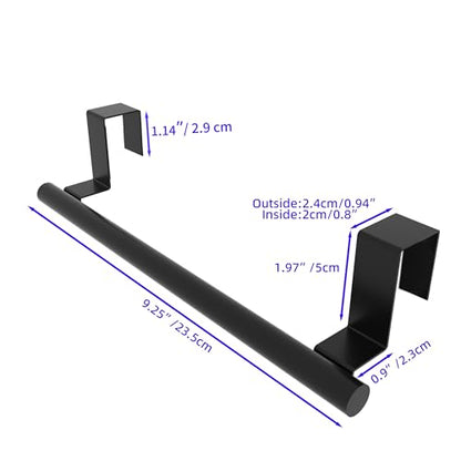 Cabinet Door Towel Bar, Kitchen Towel Holder, Matte Black, Single | Extended Anti-Slip Arm, EVA Scratch Guard Pads, No-Drill Install, Stainless Steel Dish Towel Holder, Kitchen Towel Rack - color: Black - 1 Pack