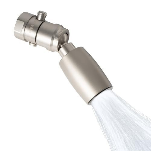 High Sierra® - CLASSIC™ Solid Lead-Free Metal 1.8 GPM Award Winning. Low Flow Shower Head with Trickle Valve. Patented Nozzle Never Clogs - Brushed Nickel Finish - color: Nickel, size: 1.8 GPM