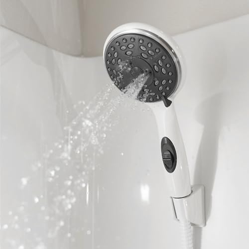 Dura Faucet DF-SA432K-WT RV Handheld Shower Wand Hose Kit (White) | Eco on/off switch pauses flow to save water in tight showers. Fits standard RV shower hoses. - color: White, size: Wand & Hose Kit