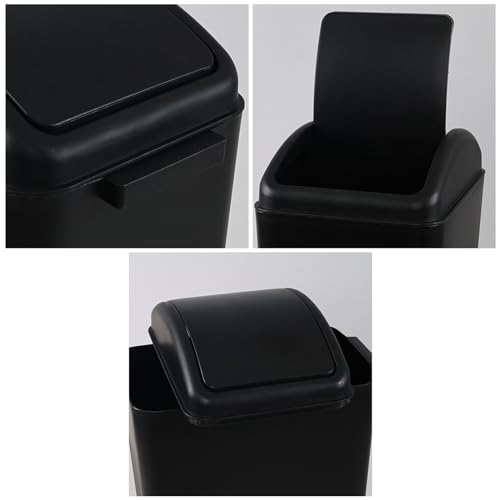 4.5 Gallon Plastic Swing Lid Trash Can, Swing-Top Trash Bin, Black | Small Slim Garbage Can, Waste Basket with Lid - color: Black