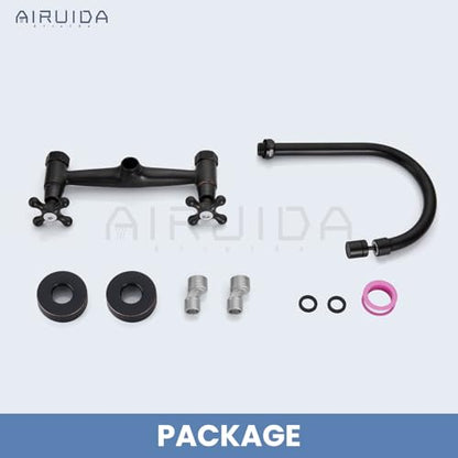 Airuida Oil Rubbed Bronze Wall Mounted Kitchen Faucet,Utility Sink Faucet | 8 Inch Adjustable Center,360° Swivel Spout,Wall Mount Commercial Faucet,Double Cross Handle - color: Oil Rubbed Bronze