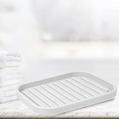 VOCOSTE Silicone Soap Dish, Light Gray, 13.5x9cm | Soap Cleaning Storage, Keep Soap Dry, For Home Bathroom Kitchen - color: Light Gray
