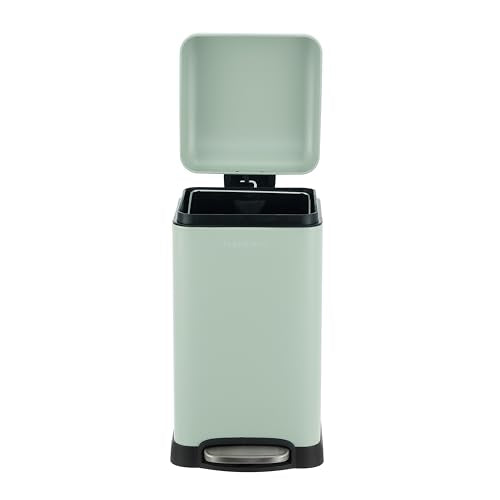 happimess Betty Retro Mini 3.2 Gal Step Trash Can, Pistachio Gelato | Soft-Close Lid, Removable Liner, Iron, Hands-Free Pedal, Satin Finish, Non-Skid Base, Built-In Damper, Modern, Minimalistic - color: Pistachio Gelato