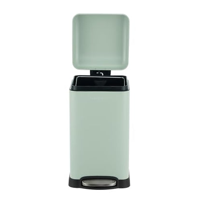 happimess Betty Retro Mini 3.2 Gal Step Trash Can, Pistachio Gelato | Soft-Close Lid, Removable Liner, Iron, Hands-Free Pedal, Satin Finish, Non-Skid Base, Built-In Damper, Modern, Minimalistic - color: Pistachio Gelato