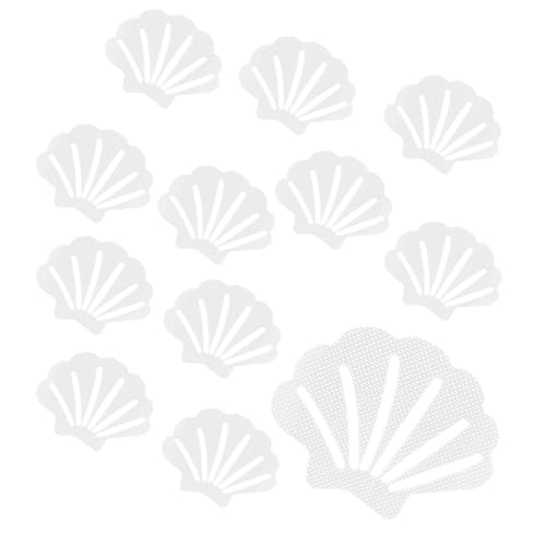12Pcs Clear Bathtub Stickers Non Slip, Shell Shaped | Adhesive, Safety Shower Treads, For Bathroom Bathtub, Shower Floor - color: Clear