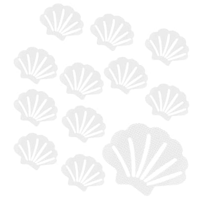 12Pcs Clear Bathtub Stickers Non Slip, Shell Shaped | Adhesive, Safety Shower Treads, For Bathroom Bathtub, Shower Floor - color: Clear