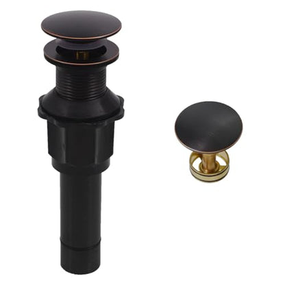 Bathroom Sink Drain Without Overflow, Oil Rubbed Bronze Bathroom Sink Stopper for Vanity Vessel Sink, Rapid Draining Stainless Steel Pop Up Drain with Hair Catcher Anti-Clog Strainer - color: Oil Rubbed Bronze